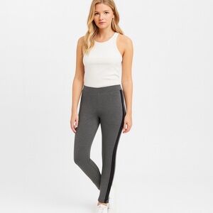 The White Company Side Stripe Lounge Leggings Size Medium Charcoal Black NWT